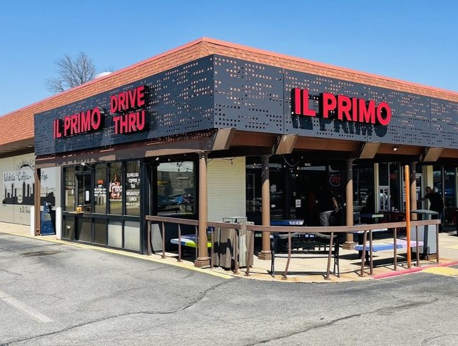 Il Primo storefront with drive-thru signage